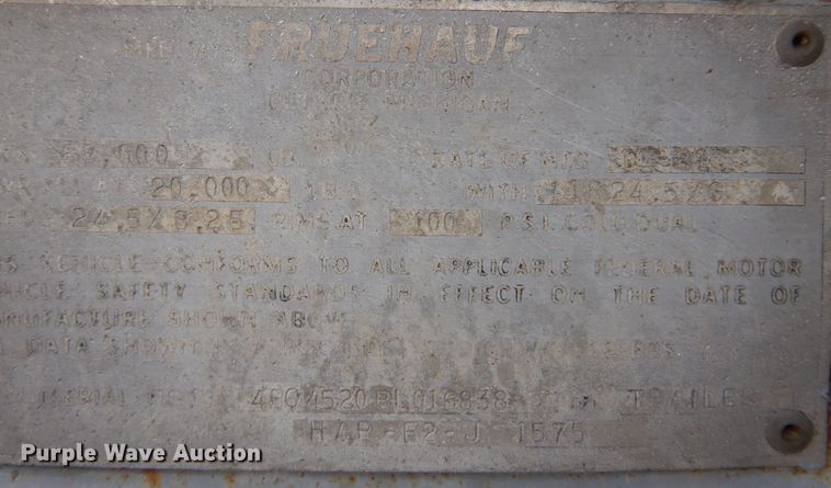 image for item DK4356 1981 Fruehauf  pneumatic dry bulk trailer