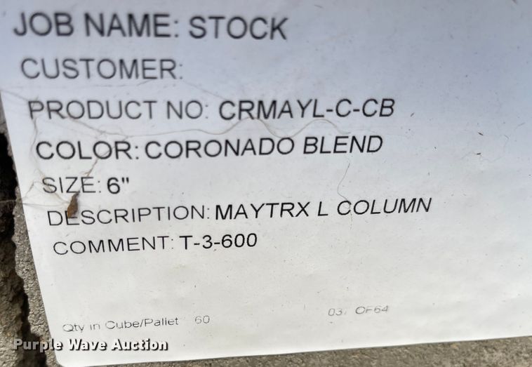 image for item FV9441 (15) pallets of 6" Maytrx L column stones