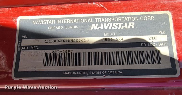 image for item JE9980 1998 International 2554  ready mix truck