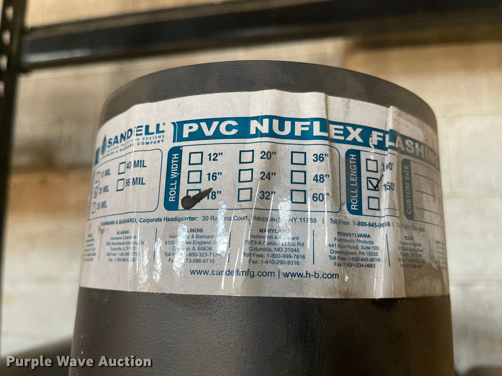 (11) rolls of PVC flashing in Salina, KS | Item FV9319 sold | Purple Wave