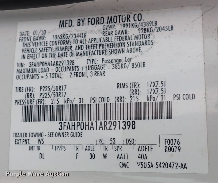 image for item DP4416 2010 Ford Fusion SE