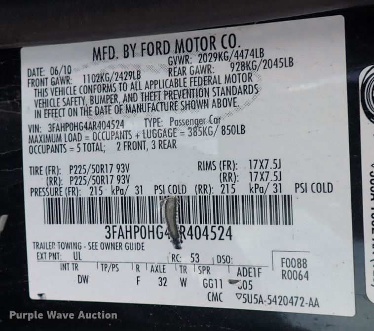 image for item DP4434 2010 Ford Fusion SE