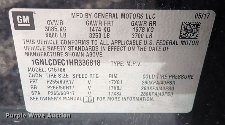 image for item DP4437 2017 Chevrolet Tahoe Police  SUV