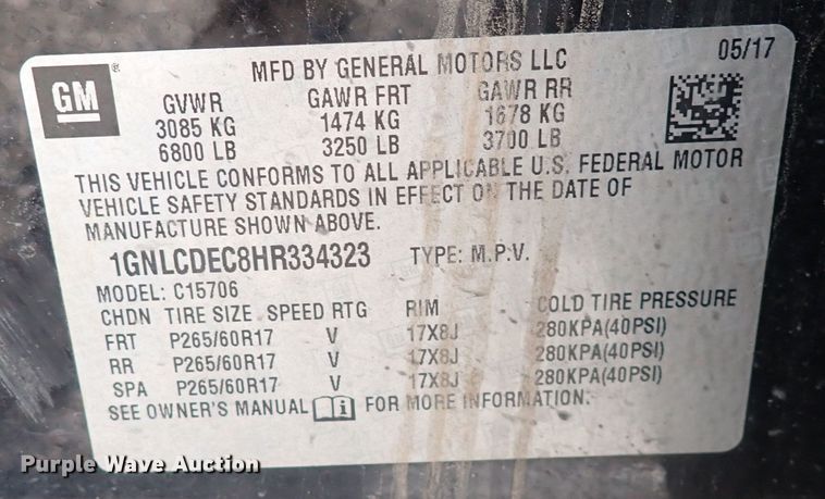 image for item DP4438 2017 Chevrolet Tahoe Police  SUV