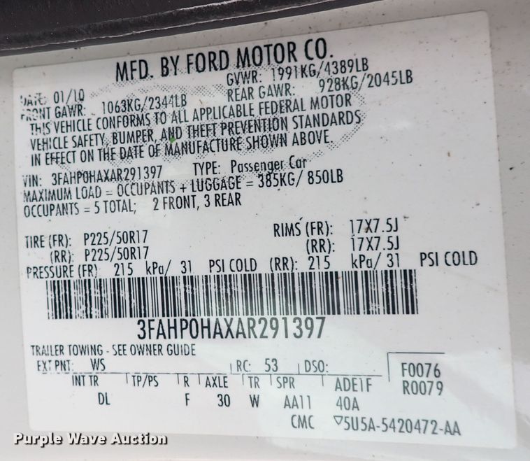 image for item DP4445 2010 Ford Fusion SE