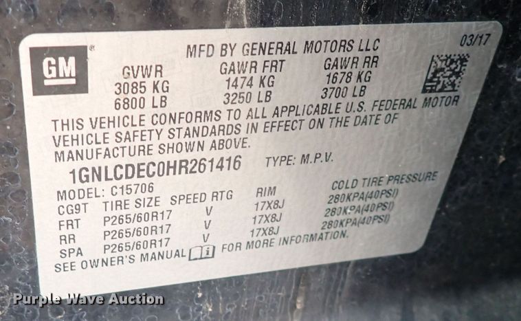 image for item DP4457 2017 Chevrolet Tahoe Police  SUV