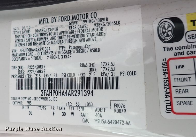 image for item DP4475 2010 Ford Fusion SE