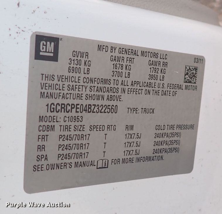 image for item DP4496 2011 Chevrolet Silverado 1500  Ext. Cab pickup truck