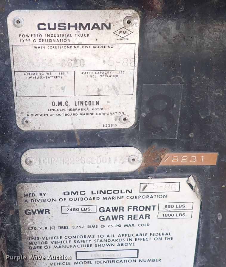 image for item HR9768 1986 Cushman  utility vehicle