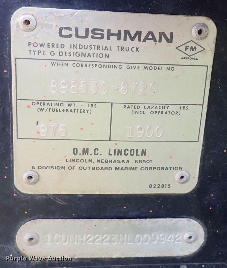 image for item HR9770 1987 Cushman  utility vehicle