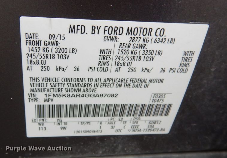 image for item DH8962 2016 Ford Explorer Police Interceptor  SUV