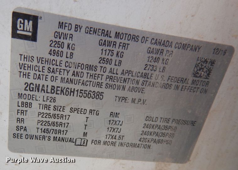 image for item DH8966 2017 Chevrolet Equinox  SUV