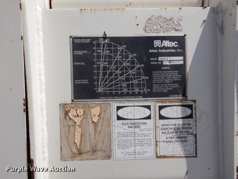 image for item DK4469 1991 Ford F800  digger derrick truck