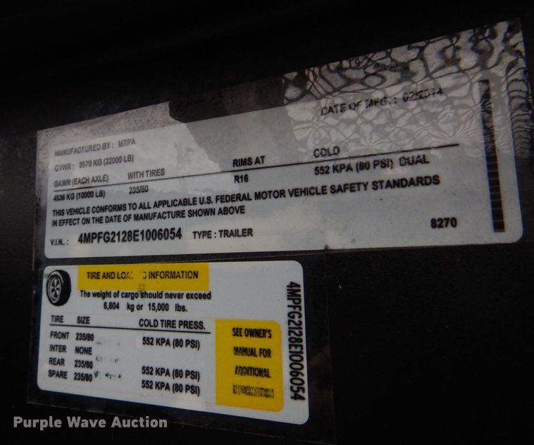 image for item DM7266 2014 Maxwell  equipment trailer