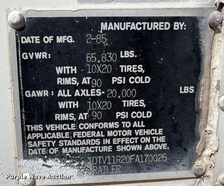 image for item IG9373 1985 Dorsey  dry van trailer