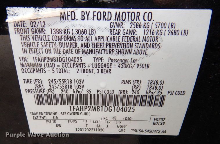 image for item IM9877 2013 Ford Taurus Police Interceptor