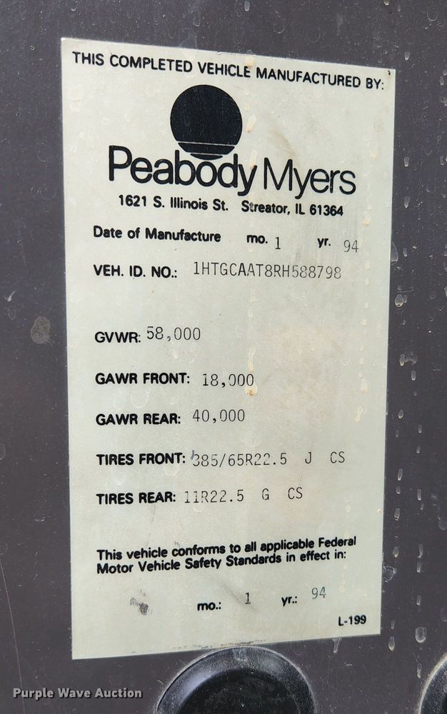 image for item JG9196 1994 International 2554  sewer jetter truck