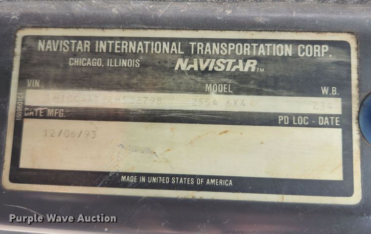 image for item JG9196 1994 International 2554  sewer jetter truck