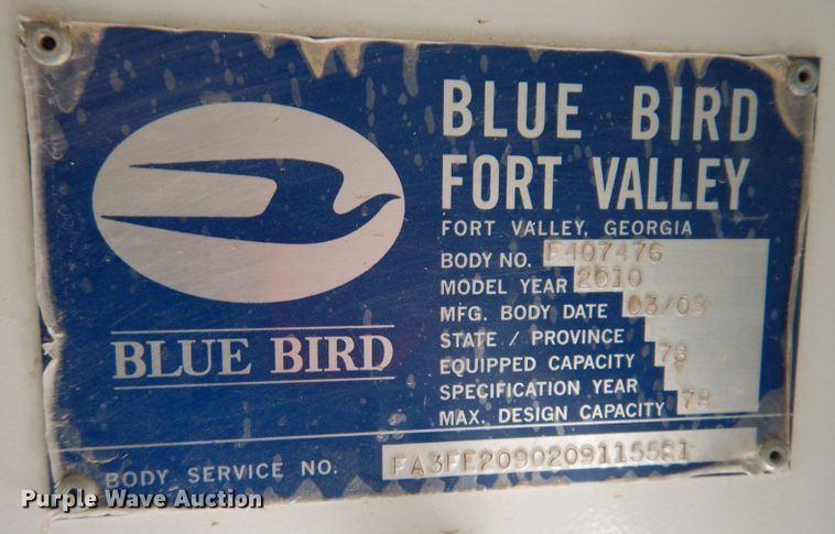 image for item JK9486 2010 Blue Bird All American FE  school bus