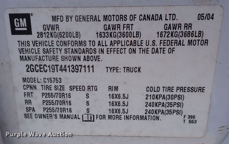 image for item JO9564 2004 Chevrolet Silverado 1500  Ext. Cab pickup truck