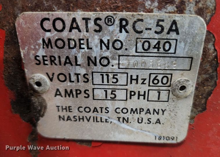 image for item KE9826 Coats RC-5A 040  rim clamp tire machine