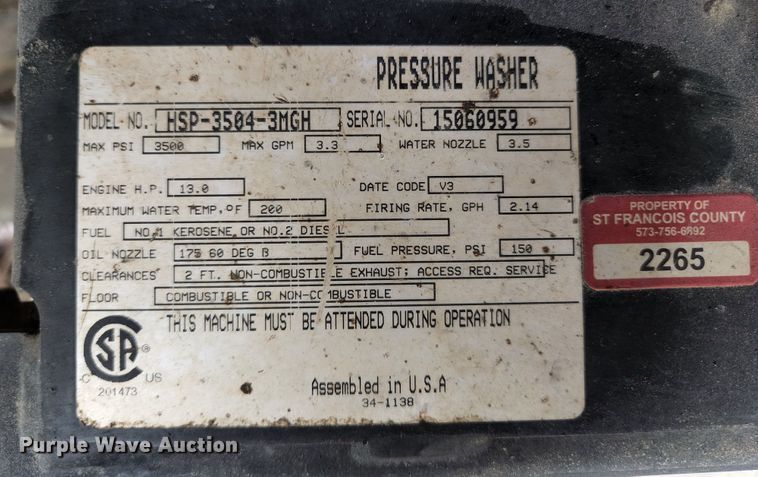 image for item KE9831 Mi-T-M HSP-3504-3MGH  steam pressure washer