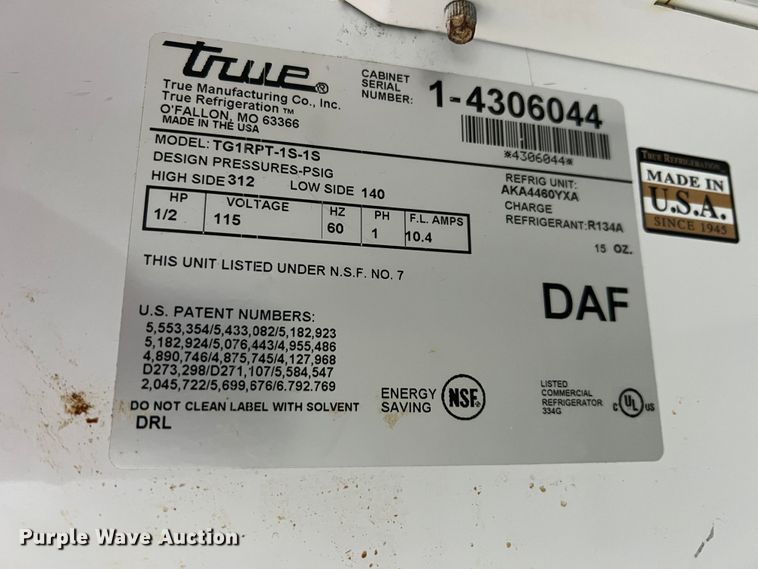 image for item KG9909 True TG1RPT-1S-1S  refrigerator