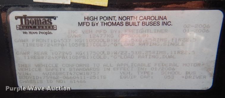 image for item KP9197 2007 Thomas  school bus