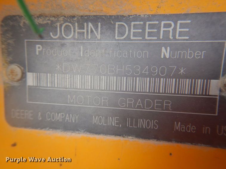 image for item KU9712 1991 John Deere 770BH  motor grader