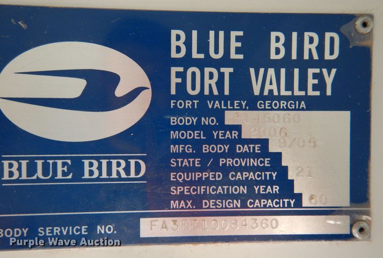 image for item LJ9887 2006 Blue Bird All American FE  school bus