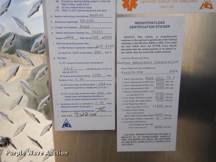 image for item LJ9928 2004 Ford E450  ambulance