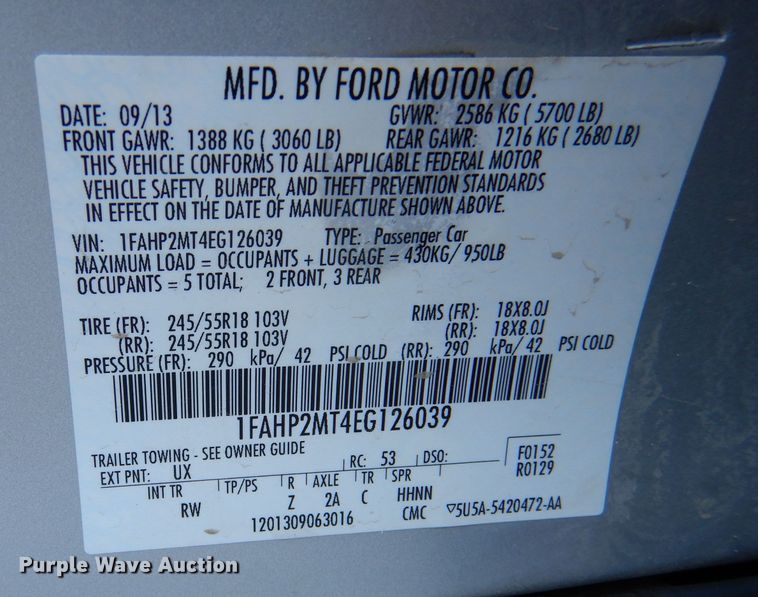 image for item LJ9929 2014 Ford Taurus Police Interceptor