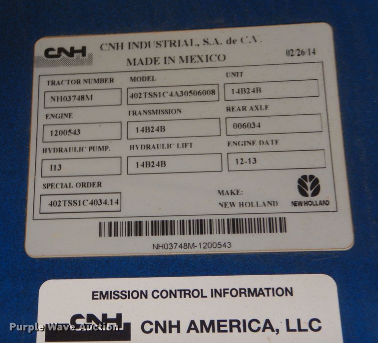 image for item LJ9956 2014 New Holland TS6.110  MFWD tractor