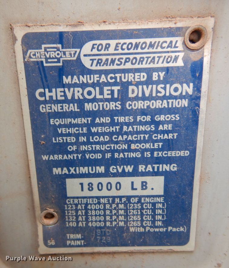 image for item DK0784 1956 Chevrolet 6100  grain truck