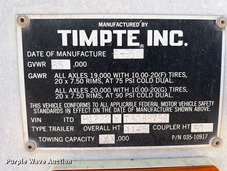 image for item IG9342 1996 Timpte  grain trailer