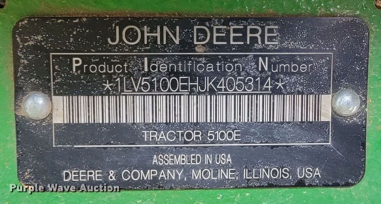 image for item JL9656 John Deere 5100E  MFWD tractor