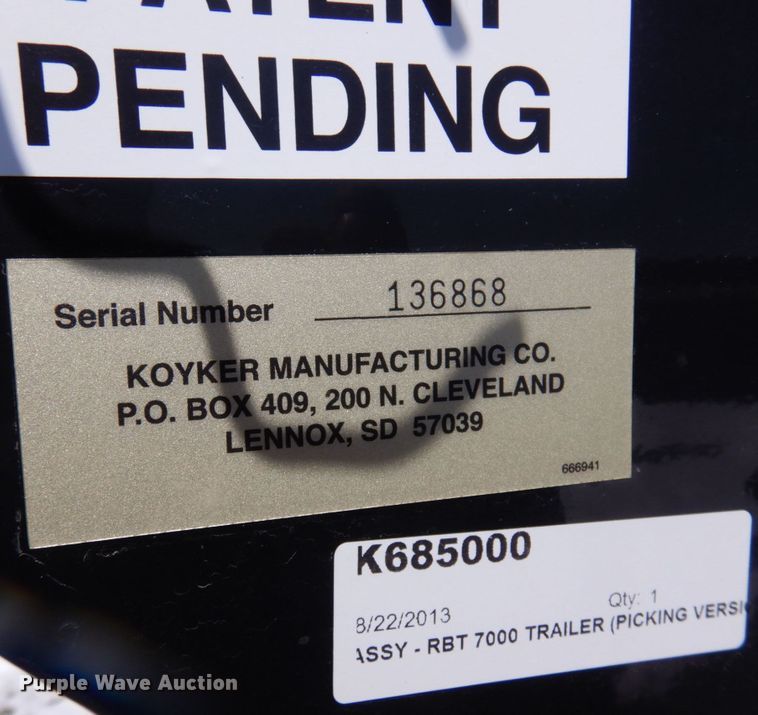 image for item KU9684 2013 Koyker RBT7000  hay bale mover