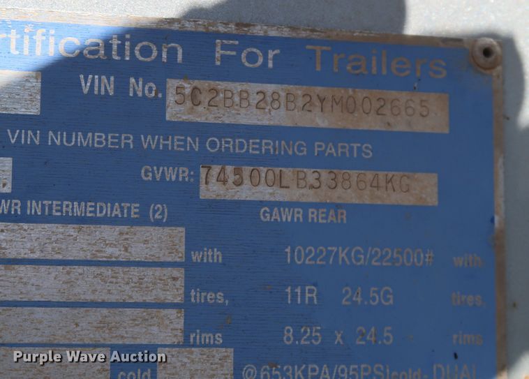 image for item DK3666 2000 Clement RKHS2825  end dump trailer