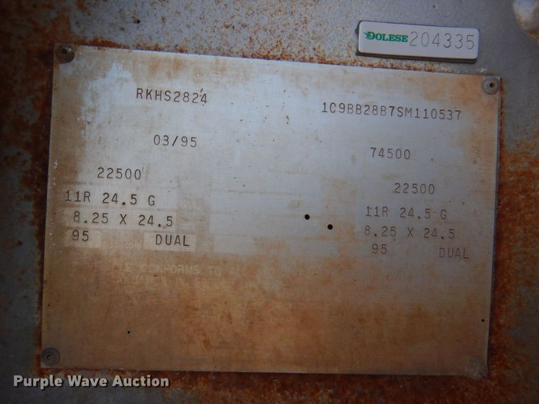 image for item DK3669 1995 Clement RKHS2824  end dump trailer