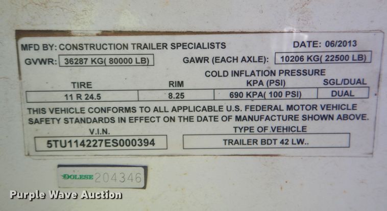 image for item DK3672 2014 CTS BDT-40  bottom dump trailer