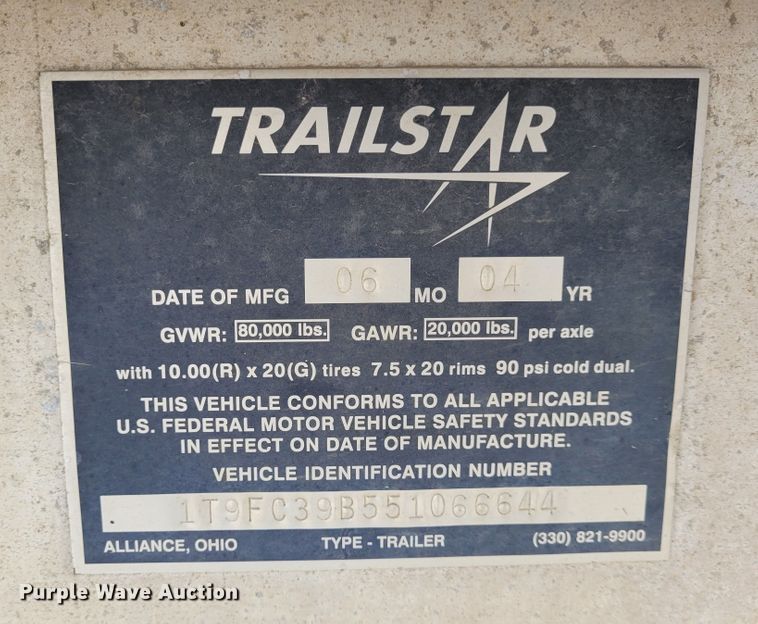 image for item FC9107 2005 Trailstar  end dump trailer