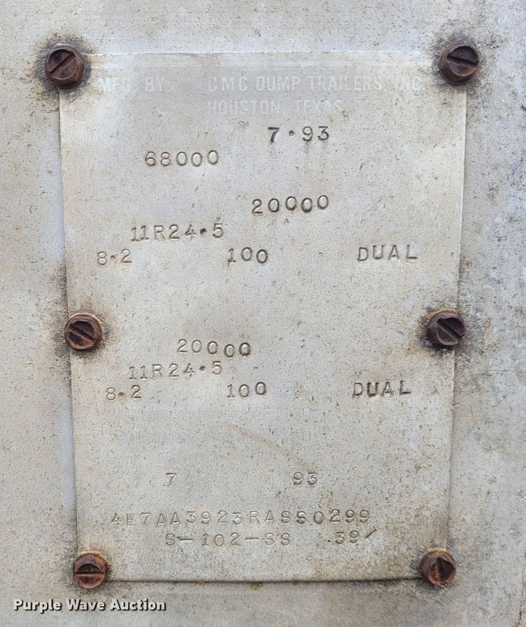 image for item FC9108 1994 CMC S102SS  end dump trailer