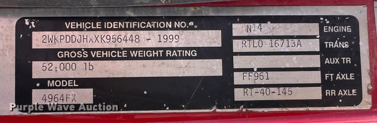 image for item IG9343 1999 Western Star 4964FX  semi truck