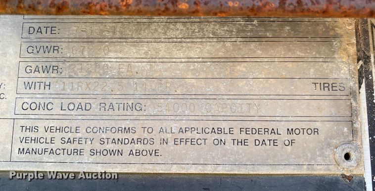 image for item IG9696 1994 Trail King  bottom dump trailer