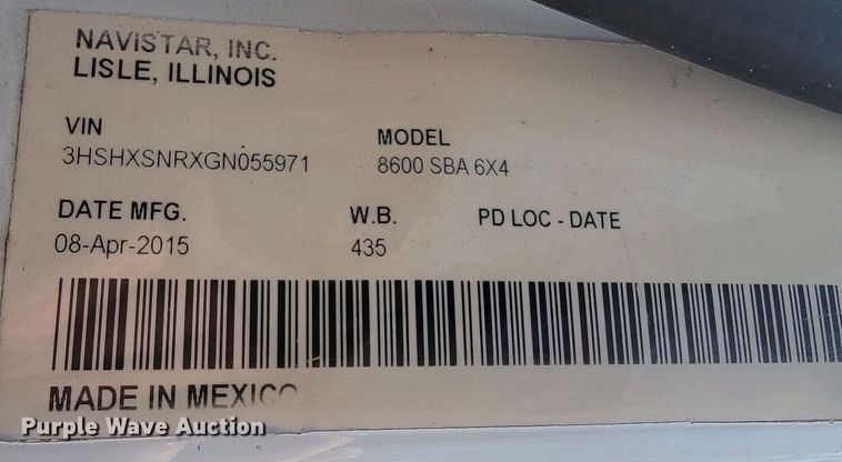 image for item JF9025 2016 International TranStar 8600  semi truck