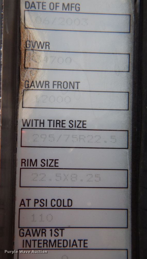 image for item JK9450 2003 Kenworth T800  dump truck