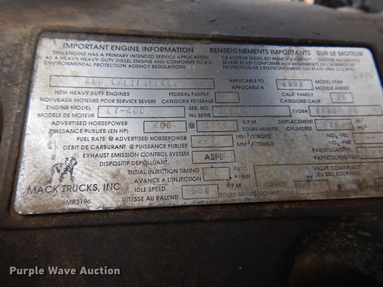 image for item JK9469 1993 Mack CH613  semi truck