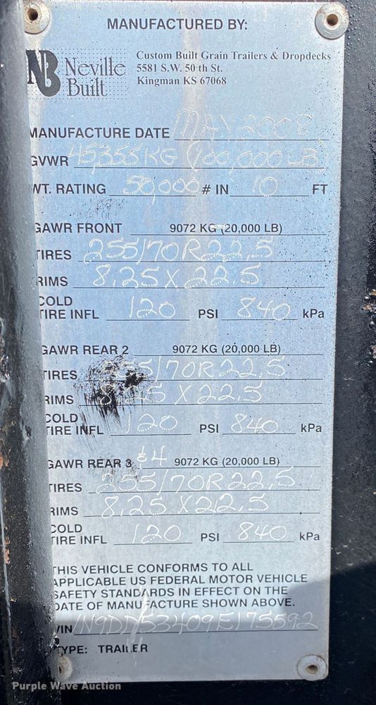 image for item JN9273 2009 Neville  oilfield trailer