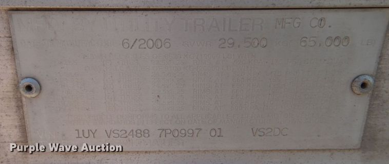 image for item KP9227 2007 Utility Trailer  dry van trailer