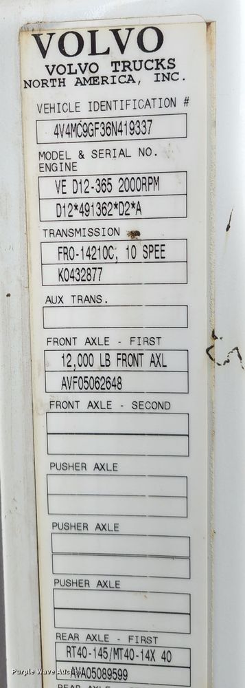 image for item KT9746 2006 Volvo VNM  semi truck